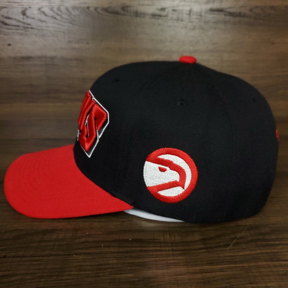 Atlanta Hawks Mitchell & Ness NBA Redline Flex Snapback Hat Cap 3D Word Logo New - Picture 6 of 8
